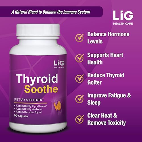 Miniatura 4 de LIG Thyroid Soothe - Suplemento herbario natural para tiroides hiperactiva, minimiza el bocio tiroideo, equilibra los niveles hormonales y mantiene