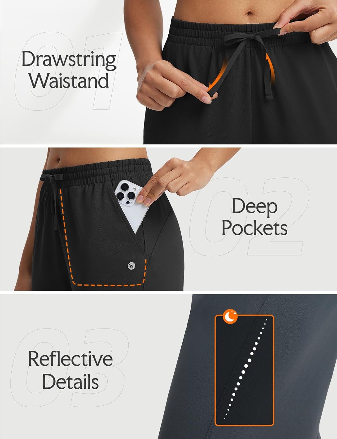 baleaf Women's Joggers Pants with Pockets for Athletic Running Quick Dry Moisture-Wicking Tapered Pants Drawstring Workout - Image 5