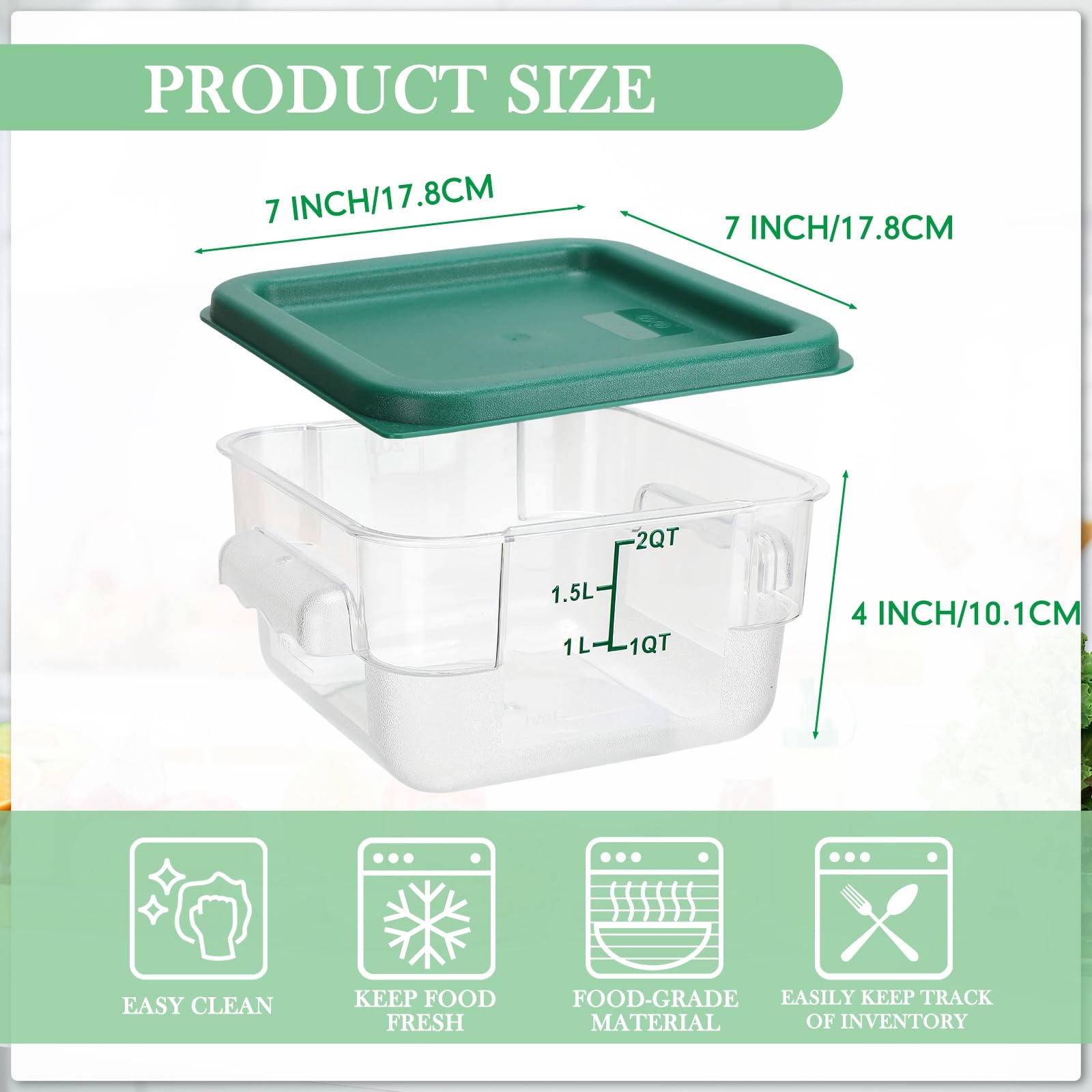 Lallisa 8 recipientes de almacenamiento de alimentos de 2 cuartos de galón con tapas, cuadrados, transparentes, de policarbonato, para marinar, cubos de masa con tapa (multicolor)