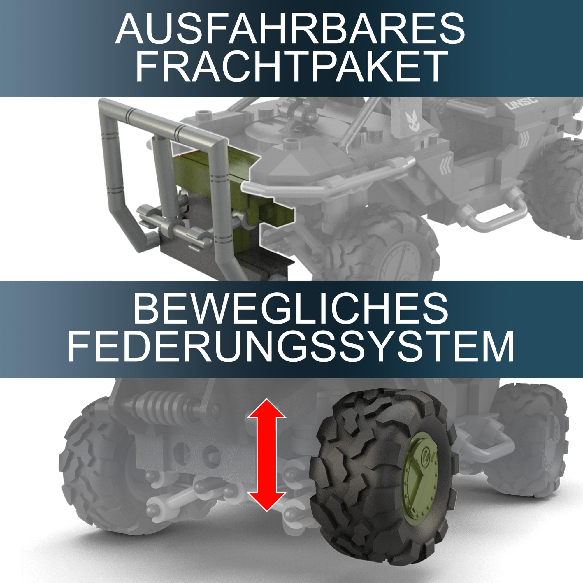 MEGA Halo Flotteneinsatzkommando Warthog - mit authentischen Details und aktivem Federungssystem, inklusive 5 beweglicher Sammelfiguren, 469 Bausteine und Teile, ab 13 Jahren, HNC57