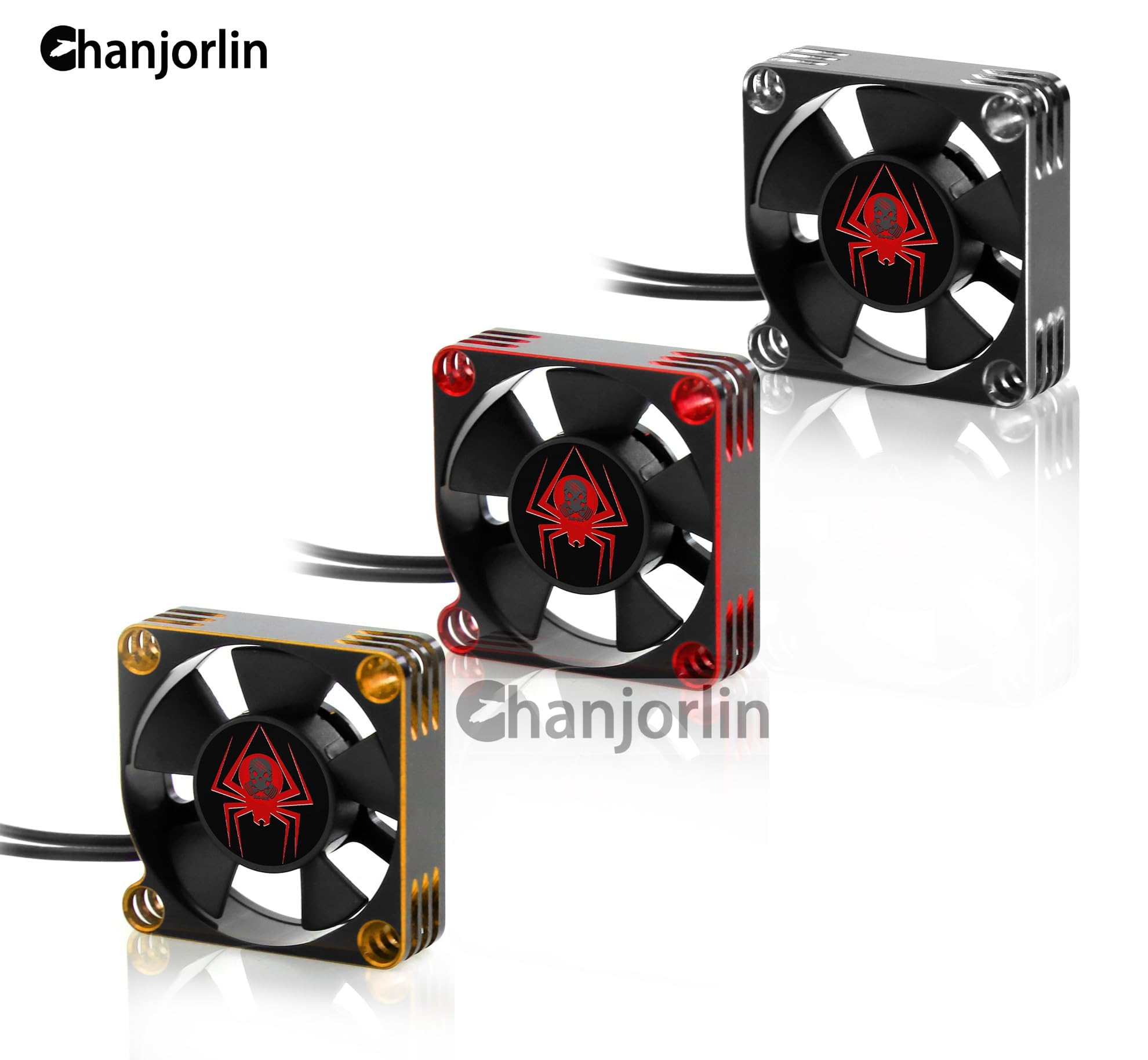 Chanjorlin RC Car Metal Motors Cooling Fan 25mm 30mm 35mm 40mm 50mm RC Heatsink 28000RPM ESC Cooling Fans Glod-Black for 1/8 1/10 1/12 Truck Off Road Crawler Car 540 550 Brushless OR Brushed (40mm)