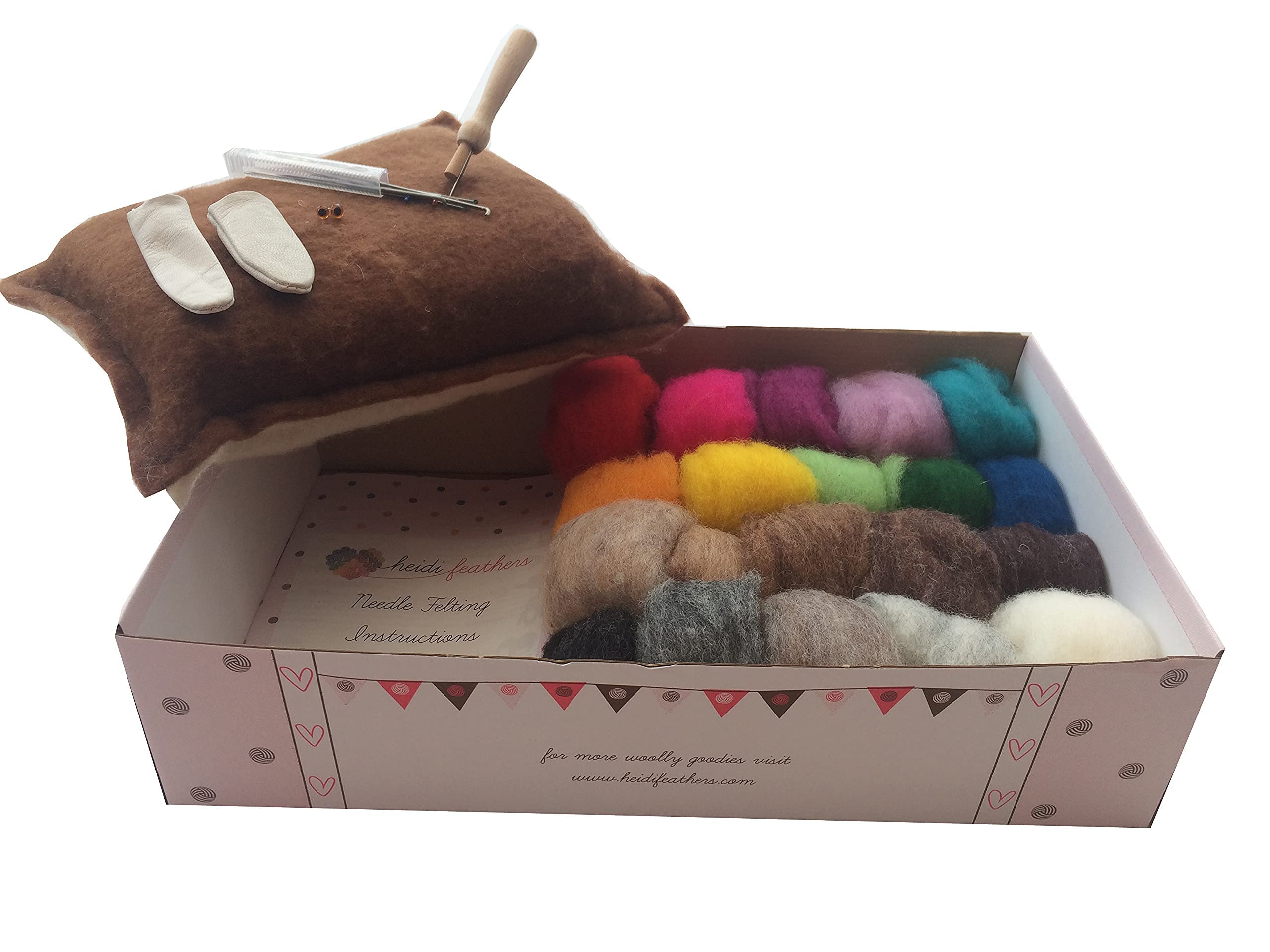 Heidifeathers Eco Carded Wool Kit Boxed Needle Felting Starter Kit (Eco Carded Wool Kit)