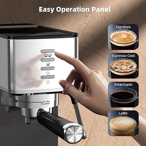 Miniatura 3 de Máquina de café expreso de 20 barras con preparación rápida en frío, cafetera caliente y helada, varita de vapor integrada, pantalla táctil, tanque