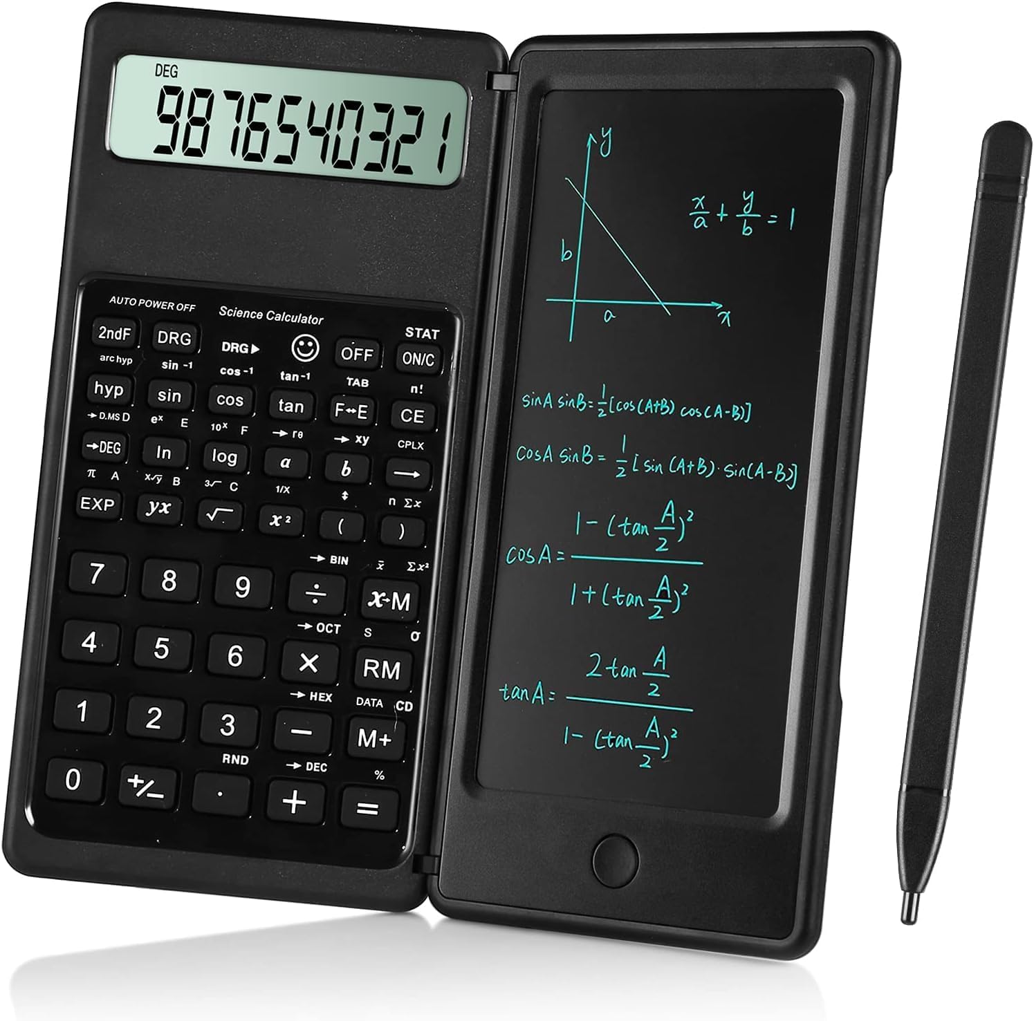 Oasisgalore Black Scientific Calculators for Students Secondary School, 10-Digit Large Screen, Math Calculator with Notepad, Classroom Must Haves for Middle High School Supplies & College