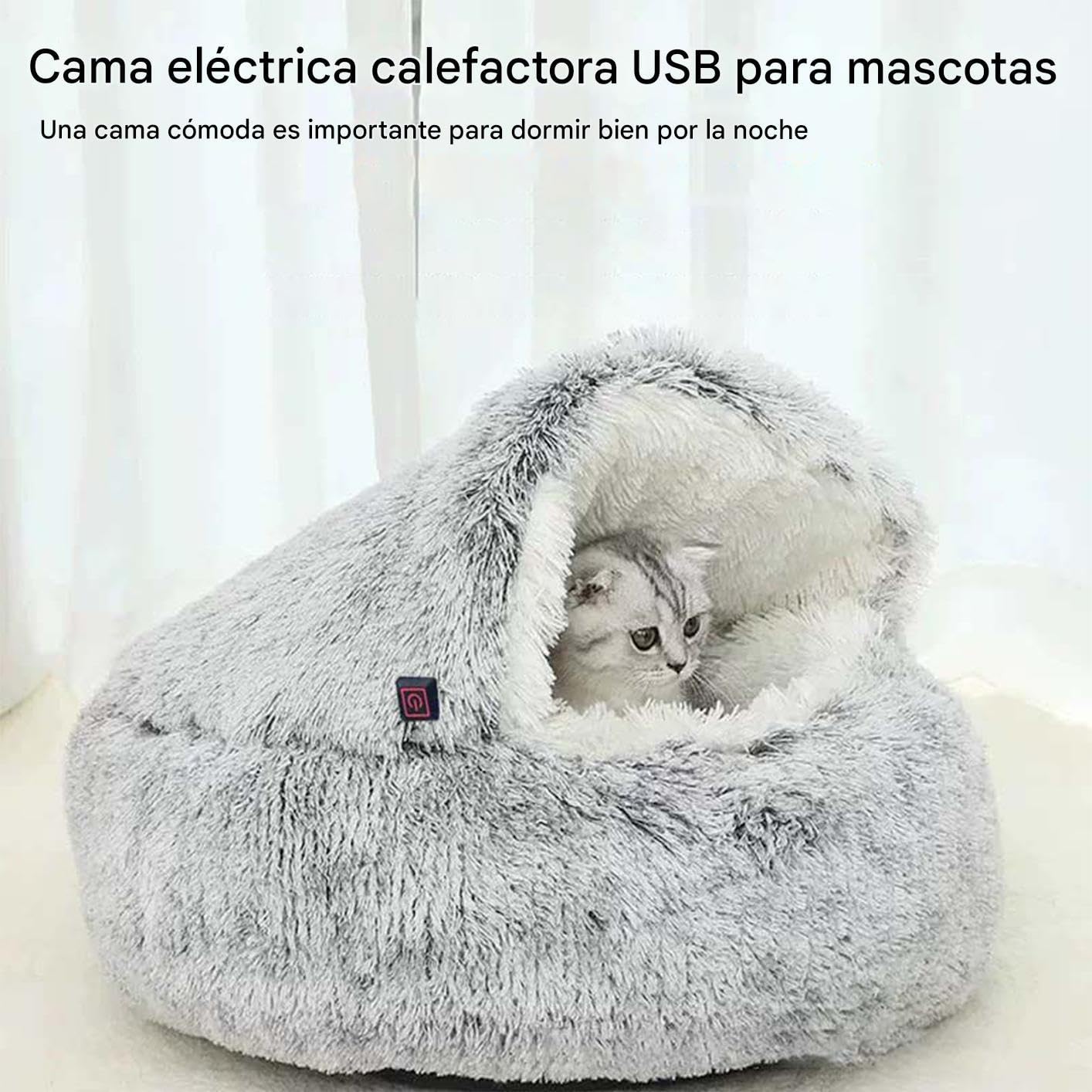 Cama Calefactada para Gatos - Cueva de Gatito para Invierno - Refugio Tiempo Frío - para Dueños De Mascotas Amantes De Los Animales Clima Frío Interior Hogar Sueño Nocturno Siesta