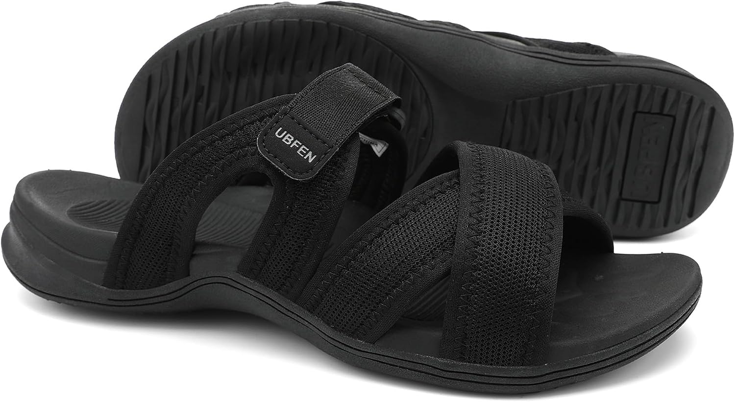 UBFEN Womens Orthopedic Arch Support Slides - Walking Sandals with Thick Cushion Footbed, Comfortable Lightweight for Plantar Fasciitis and Outdoor Hiking