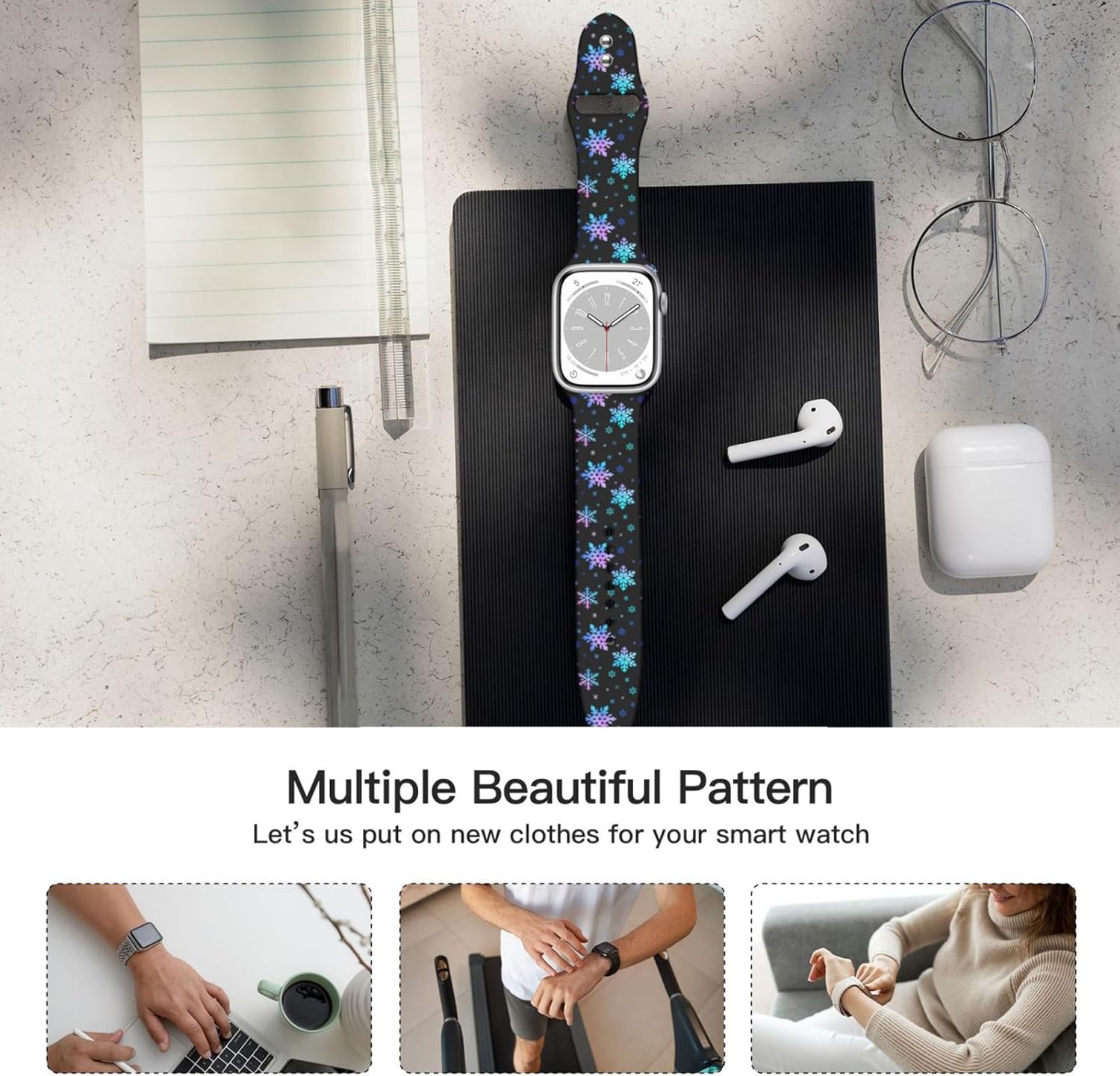 Watch Band Compatible with Apple Watch Band 38mm 40mm 41mm 42mm 44mm 45mm 46mm 49mm, Soft Silicone Waterproof Strap for iWatch Bands Series 10 9 Ultra 8 7 6 5 4 3 2 1 SE Women Men - Image 8