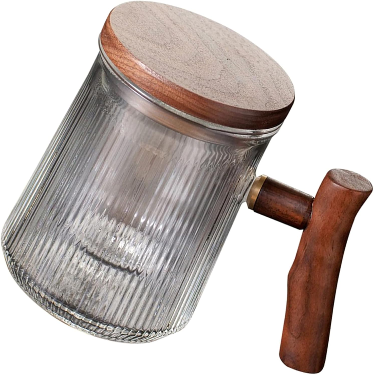 Vertical Stripe Glass Tea Infuser Mug with Handle 380ml Glass Tea Cup with Lid and Removable Infuser and Home Brewing