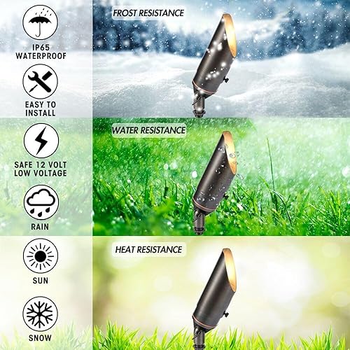 Miniatura 3 de Focos LED para exteriores, iluminación de paisaje 106 – Foco de latón macizo, luces LED para patio, paisaje de seguridad para hermoso, brillante, de