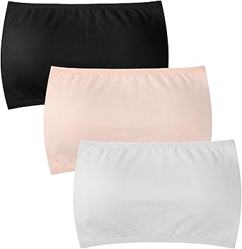 3 Pcs Womens Cleavage Cover Up & Modesty Panel, Bandeau Camisole Insert for Low Neckline V-Neck, Anti Peep Invisible Tube Top Bra Liner, Soft Stretchy Chest Wrap for Work Party Daily Wear