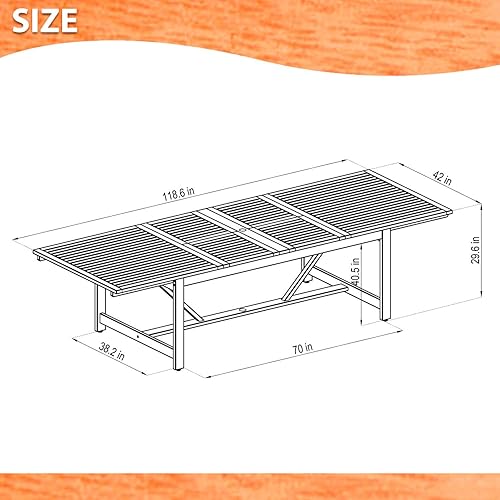 Miniatura 7 de Brampton Patio Athens - Juego de mesa de comedor rectangular de 11 piezas, ideal para patio e interior, acabado de teca claro