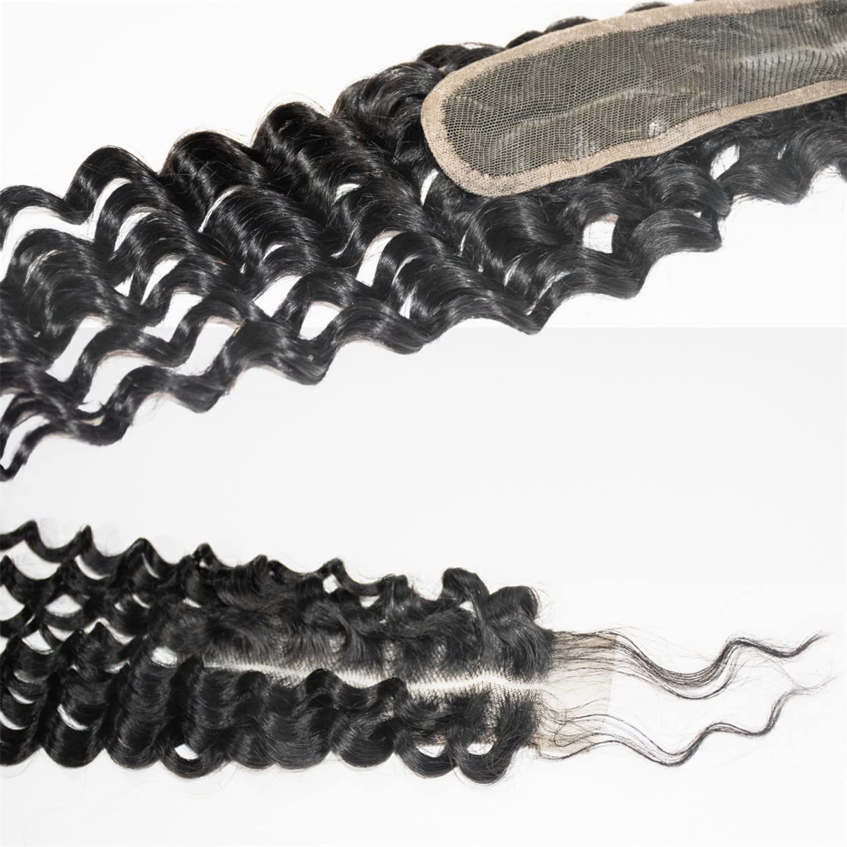 Brazilian Deep Wave 2x6 Lace Closure 100% Unprocessed Human Virgin Hair Deep Curly Closure Pre-Plucked Hairline Loose Deep Closure With Baby Hair (20inch, 2x6 deep wave closure)