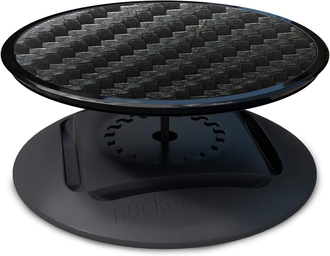 โ The only phone grip & stand with collapsible magnetic-lock, 4-way horizontal and vertical stand and patented SnugHug technology to fit any size hand โ Carbon Fiber Black