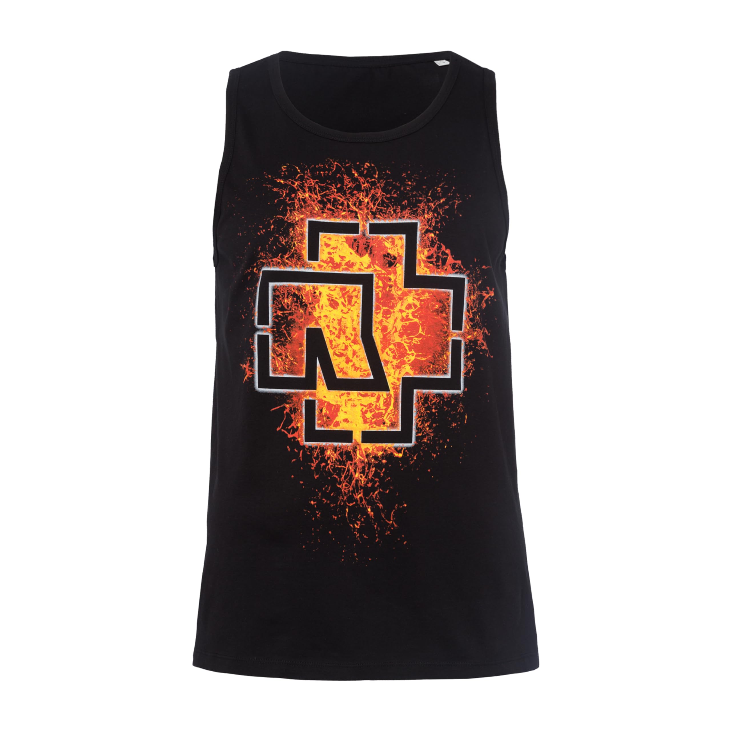 Rammstein Men's Black Tank Top Lava Logo, Official Band Merchandise With Chest Print, Xxl