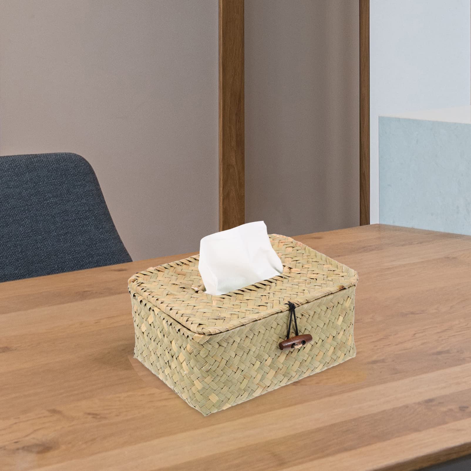 ABOOFAN Toilettenpapierhalter Aus Kunststoff Mit Bambusdeckel - Rund, 13x13x13 Cm, Für Bad, Schlafzimmer & Büro