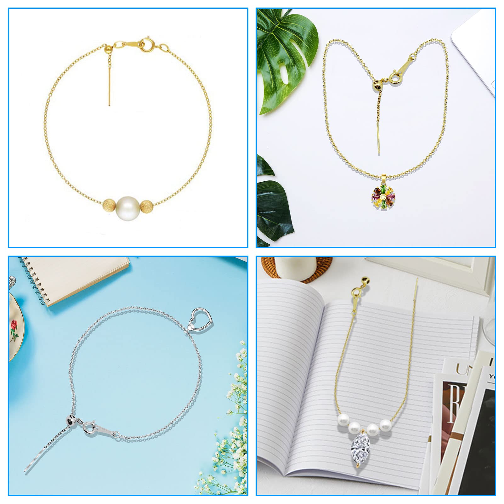 3 Chaînes Coulissantes Réglables Pour Bracelets DIY - Acier Inoxydable Doré, Finition Polie - Idéal Pour Créer Vos Bijoux Personnalisés