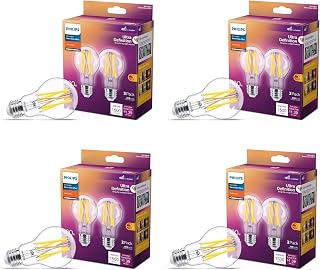 LED 100W A19 8-Pack Ultra Definition Soft White (2700K) 1500 Lumen (11.5W = 100W) Dimmable Clear Flicker-Free Light Bulbs
