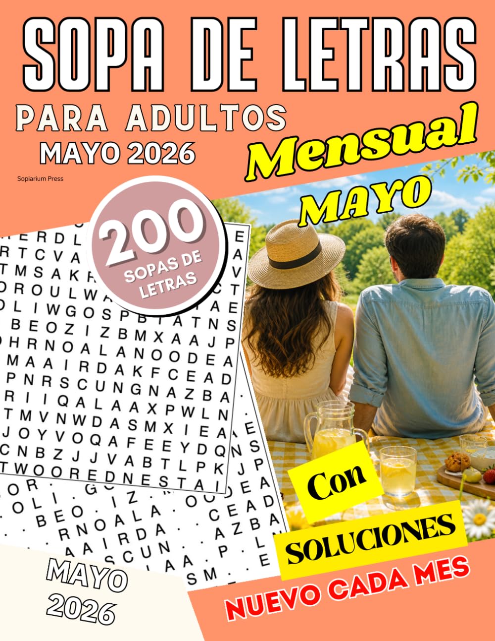 200 Sopas de Letras para Adultos Mensual - Edición Mayo 2026: Letra grande | Juego de palabras para adultos y personas mayores - (Libro de pasatiempos para ejercitar la mente)