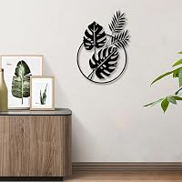 Dexlyn Monstera Deliciosa Fali Dekoráció Fekete Minimalist Fém Falidekor Nappali Hálószoba Kávézó 30x43cm 4