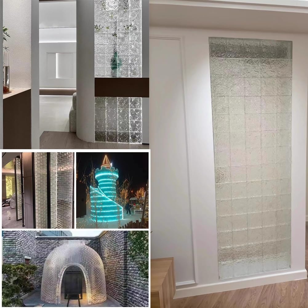 LXHELIVERY Glass Blocks, Transparency Colored Clear Glass Bricks(1 Piece) Rectangular Solid Glass Bricks Used in Building Fields Home(Bule-a)