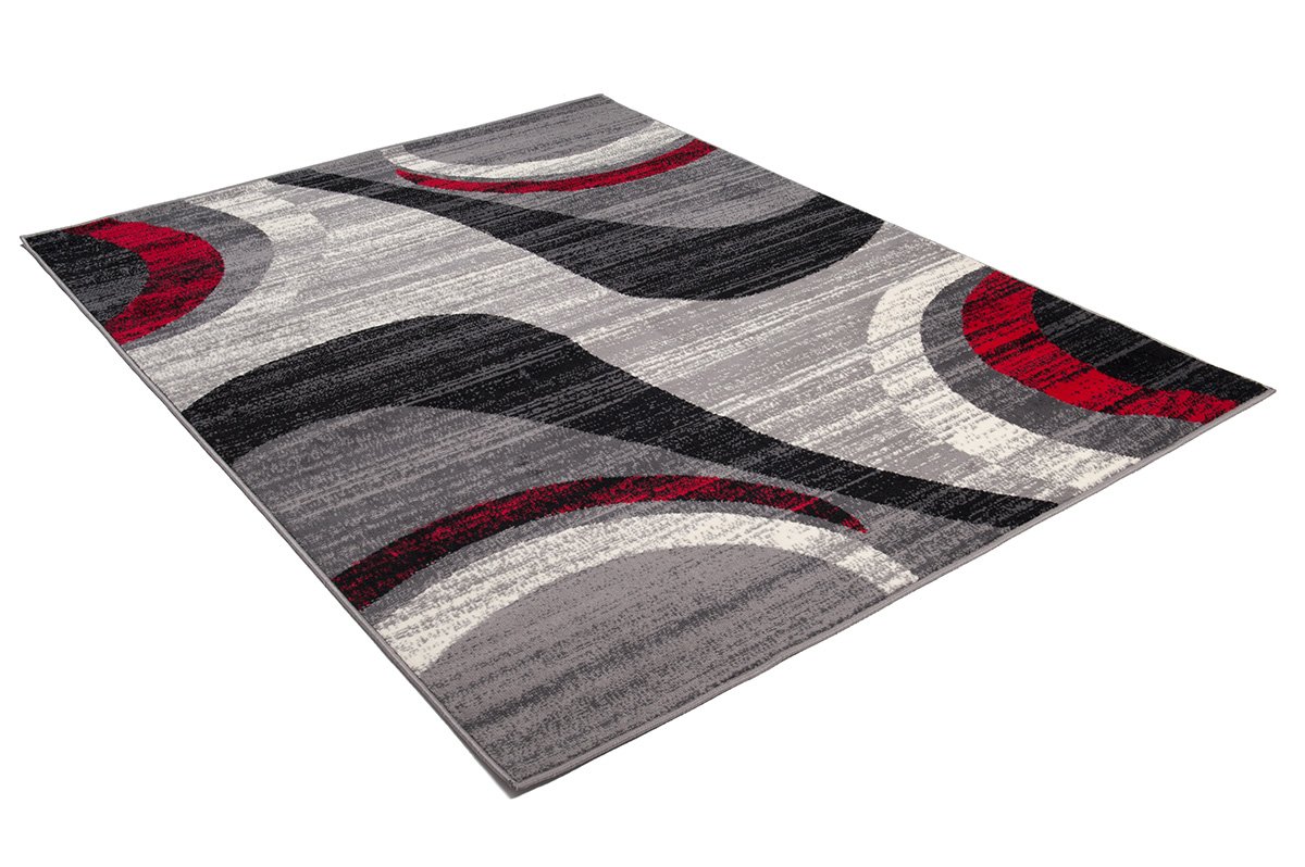 Tapiso Dream dywan do salonu, krótkie runo, szary, kremowy, nowoczesny, paski, fale, melanż, rozmazywany, sypialnia, jadalnia, Ökotex 200 x 300 cm
