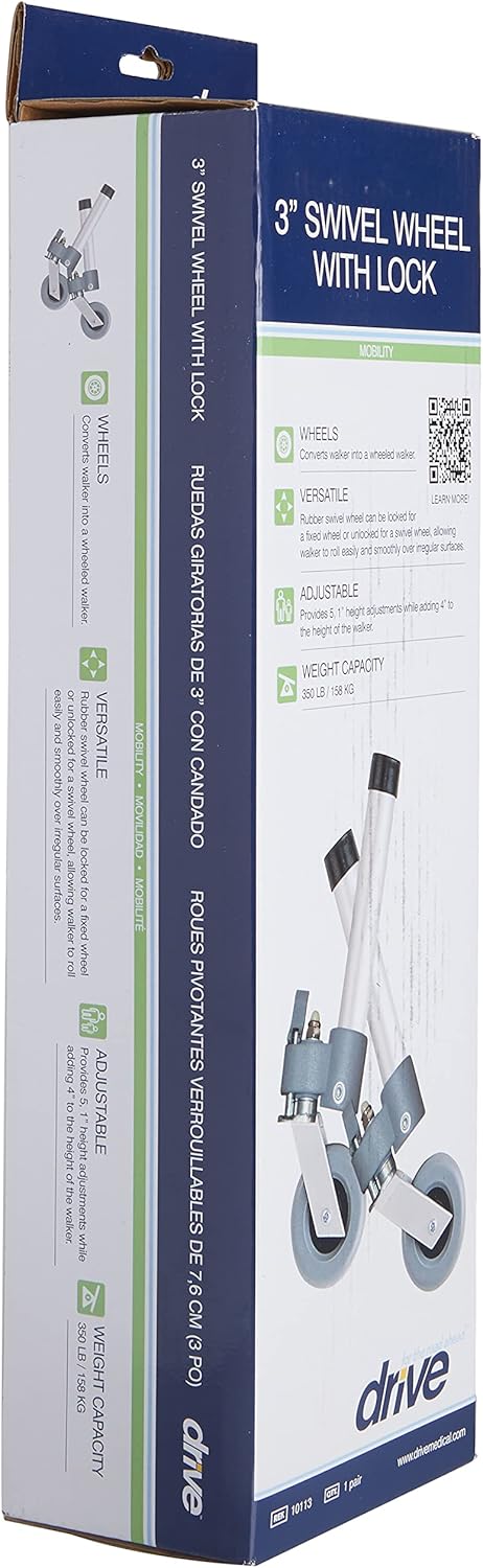 Drive Medical Locking Swivel Walker Wheels with Two Sets of Rear Glides, Gray : Everything Else