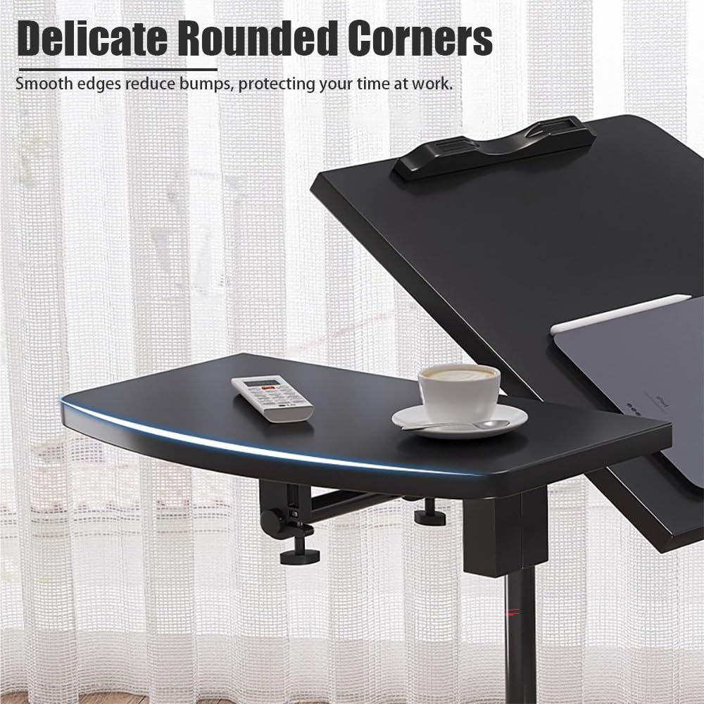 Mesa Auxiliar con Ruedas,Mesa para Portátil De Altura Ajustable, Dimensiones 89 x 60 x 40 Cm, Equipada con 4 Ruedas y Freno, El Tablero Cuenta con 2 Almohadillas Antideslizantes