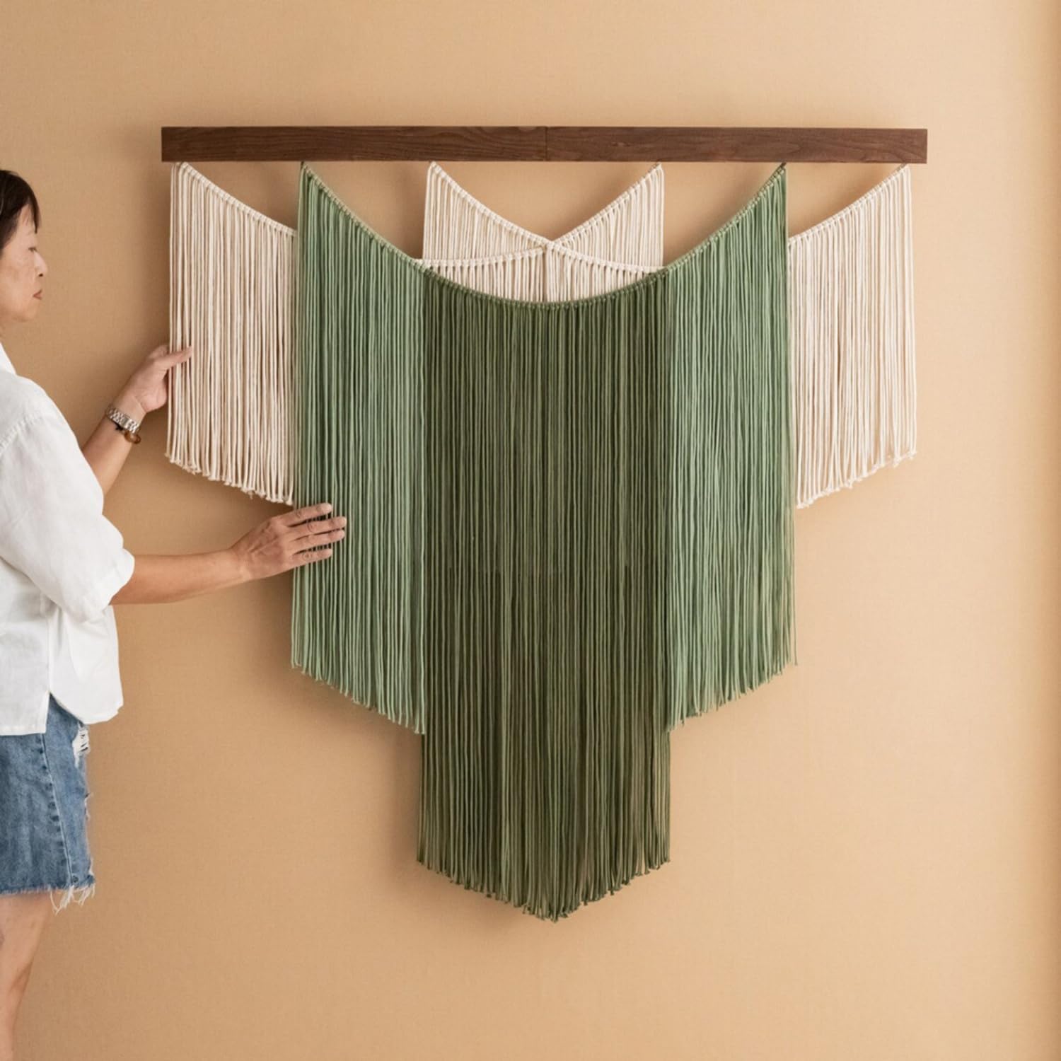 champracer Arazzo da parete grande macramè, fatto a mano, 100 x 80 cm, decorazione da parete, per decorazione bohémien, per appartamenti, camera da letto, soggiorno, galleria (marrone)