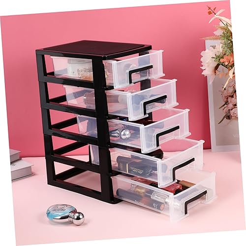 Miniatura 9 de Gadpiparty Organizador de escritorio de 5 cajones de plástico de cinco capas multifuncional, estación de almacenamiento, cubo de cosméticos, caja de