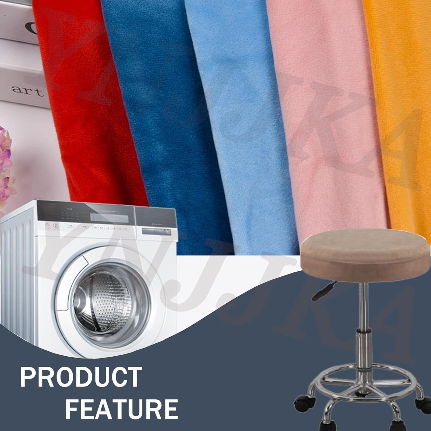 Bar Stool Covers Slipcovers Set of 2 Round Cover Elastic Washable Seat for Diameter Chair Cushion Stretch Barstool Kitchen Dining Room Circle Soft Easy to Clean Velvet(Pink,90x15cm)