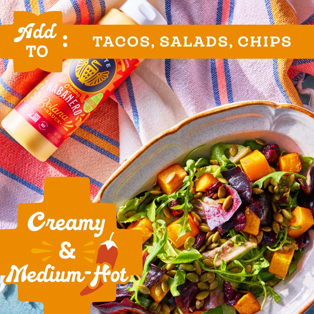 Siete Habanero Botana Hot Sauce | Gluten Free | Vegan | Preservative Free | Non GMO | 8.5 Oz. Bottle (Pack of 4)