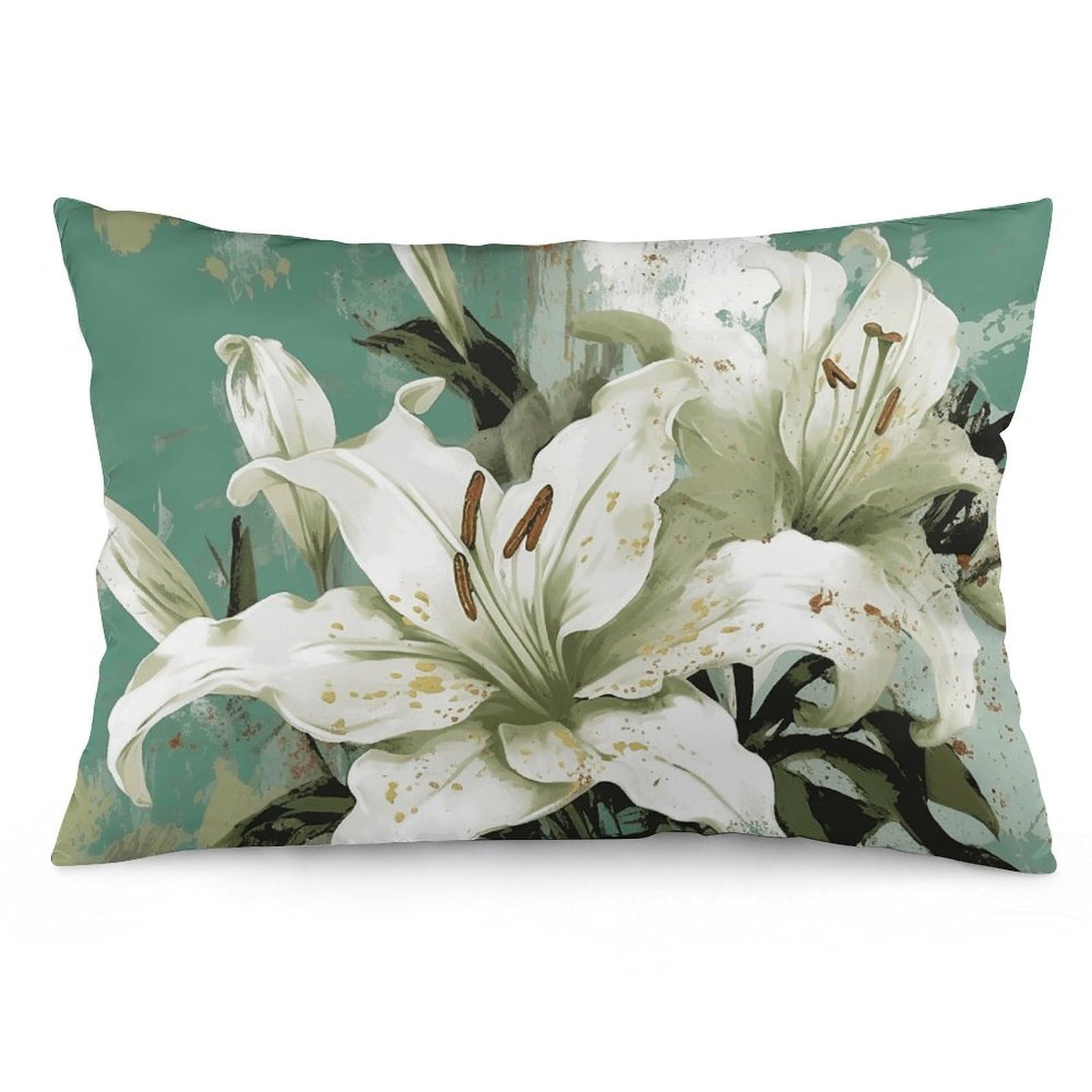 2 Pack Pillow Cases for Hair and Skin, Soft Breathable Pillow Case Covers with Hidden Zipper, Light Green Lily Pillowcase 16 "x24 Pillow Covers for Sleeping Gift