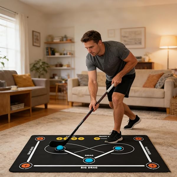 ホッケー ドリル マット - 滑り止めボール コントロール スポーツ トレーナー、フィールド ホッケー トレーニング機器 | ドリル マット屋外ホームジムクラブ愛好家女性男性初心者のためのプロフェッショナルスティックハンドリングパッド - 4