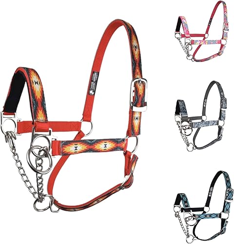 Miniatura 1 de Tahoe Tack Cabestro de retención de ganado superpuesto de nailon con banda nasal acolchada - 6 meses de garantía