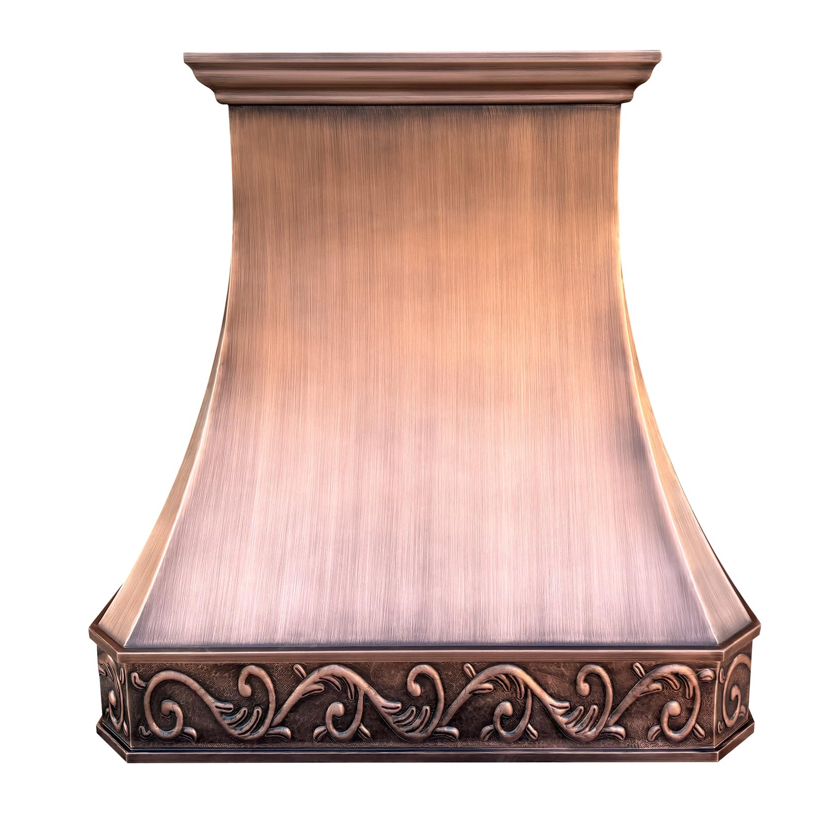 SINDA Classic 16 Gauge Solid Copper Kitchen Range Hood with High Airflow Centrifugal Blower, Stainless Steal Vent with Liner and Internal Motor, H3LSCW3030, 30"W x 30"H, Smooth Texture-Antique Copper