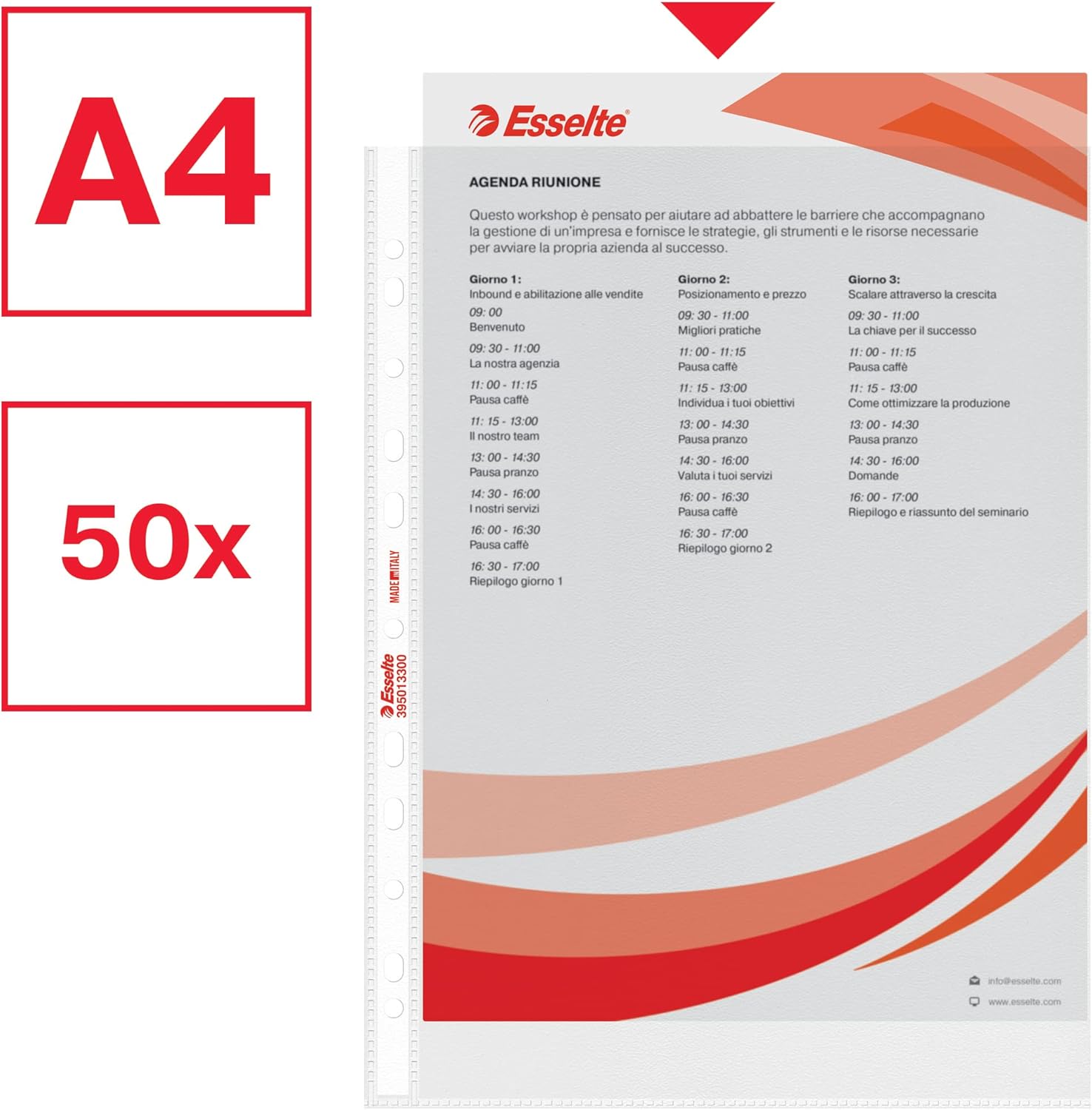 Esselte Buste a foratura universale Copy Safe Standard 21x29,7 cm goffrata 501330 (CONF. 50)