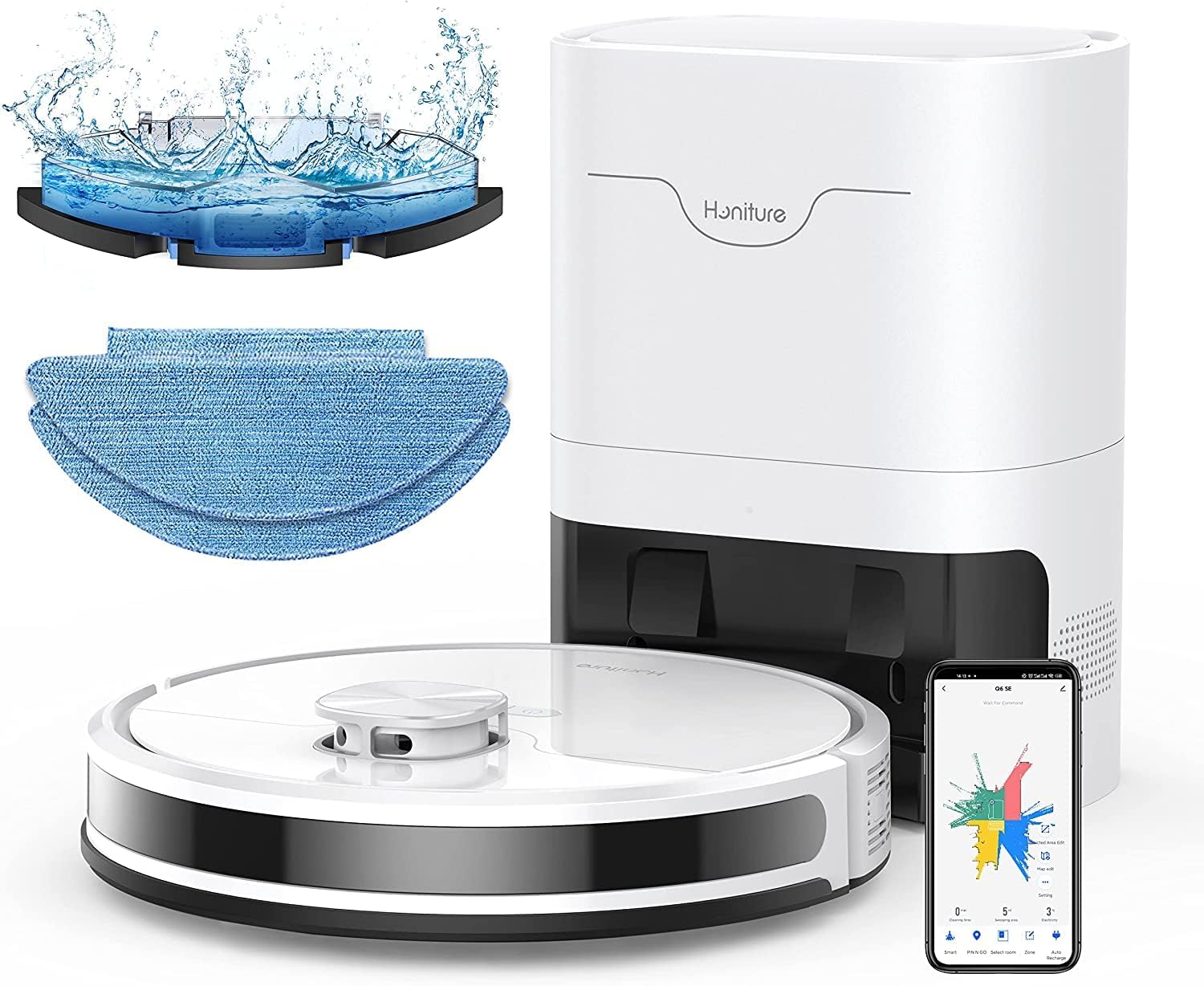 HONITURE Q6 SE Self-Emptying Robot Vacuum and Mop Combo