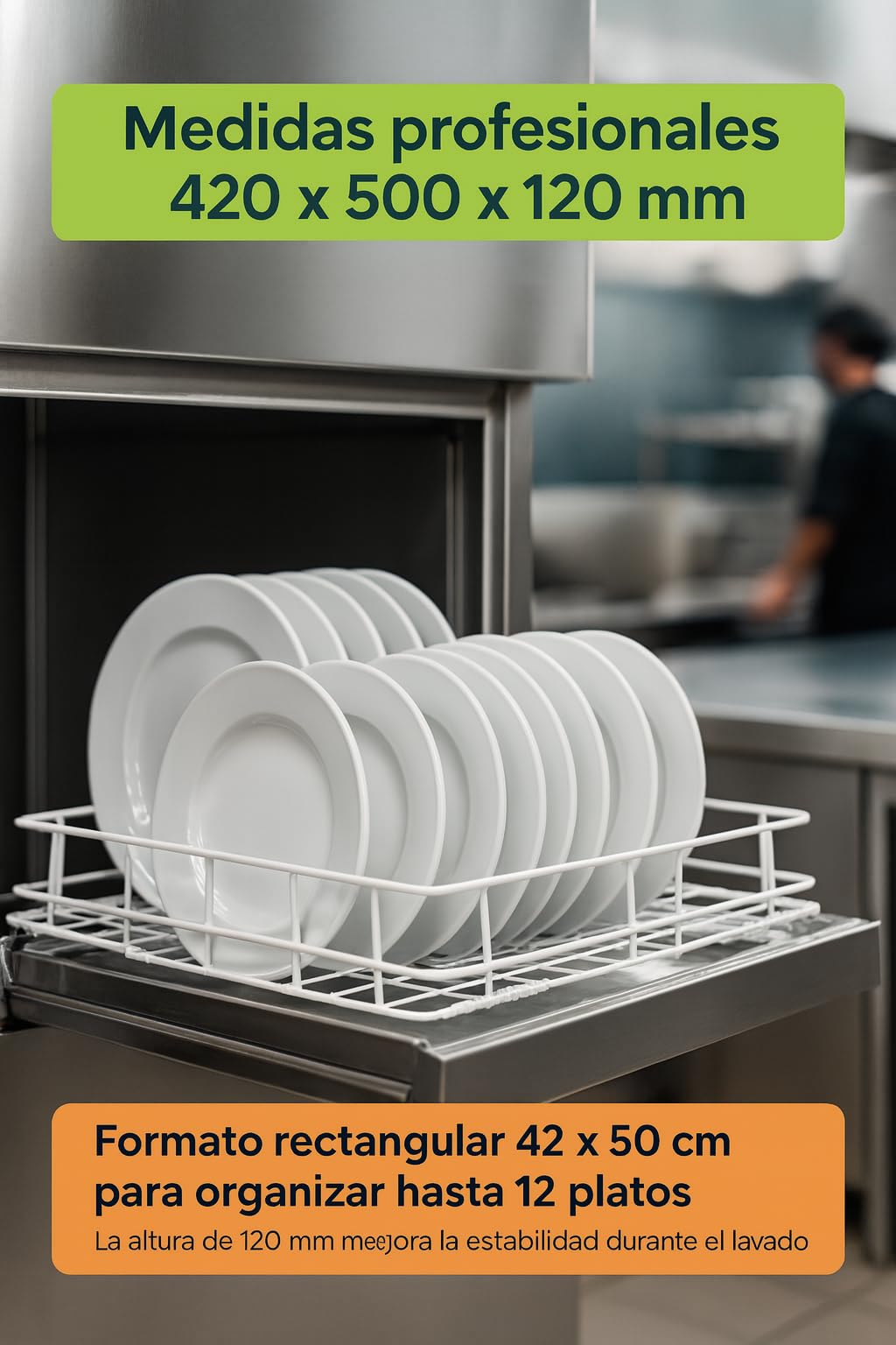 Cesta Platos 420x500x120 Alambre Plastificado Blanco 3502030 Lavavajillas Industrial Recambio Profesional compatible con Jemi GS 8 y Linea Blanca LC2000