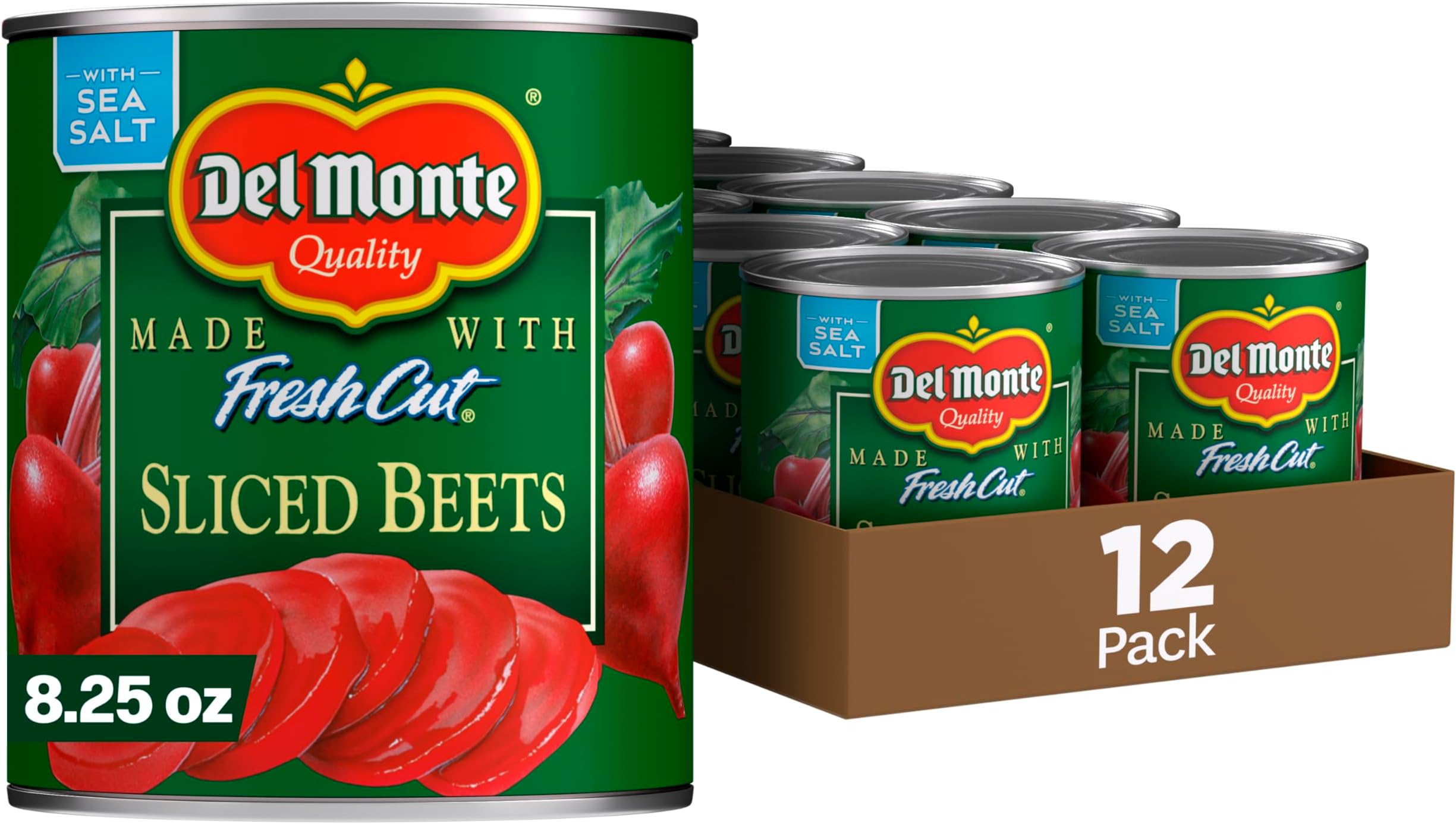Del Monte Fresh Cut Sliced Beets, 8.25 oz. Can, Canned Vegetables (Pack of 12)