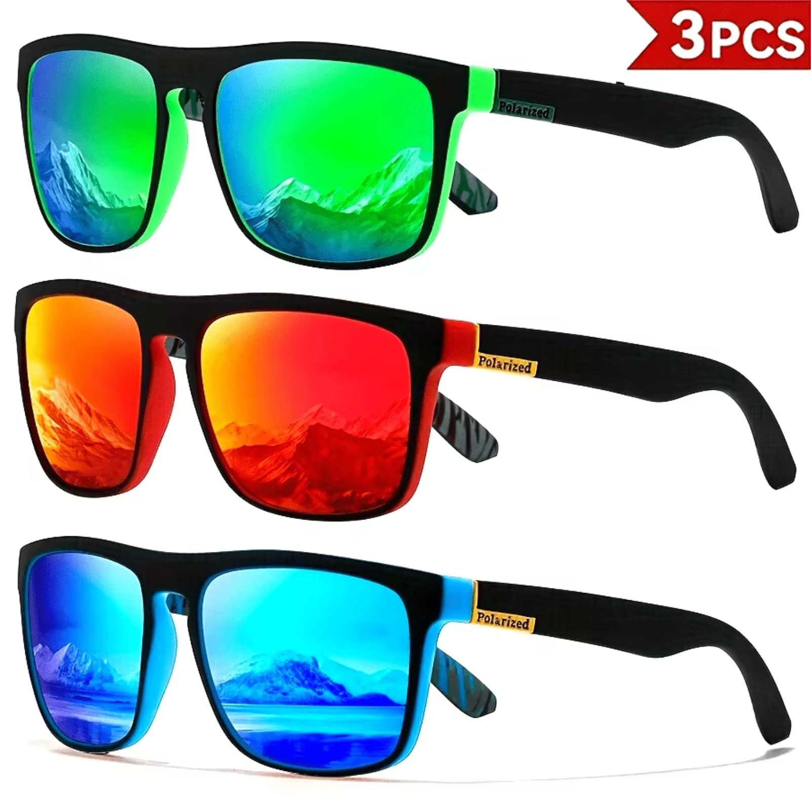 Gafas de Sol Cuadradas Polarizadas 1-4 Pack Unisex Pc Uv400 Conducción Pesca Pesca, Ciclismo Y Uso Diario Al Aire Libre-4pcs-5