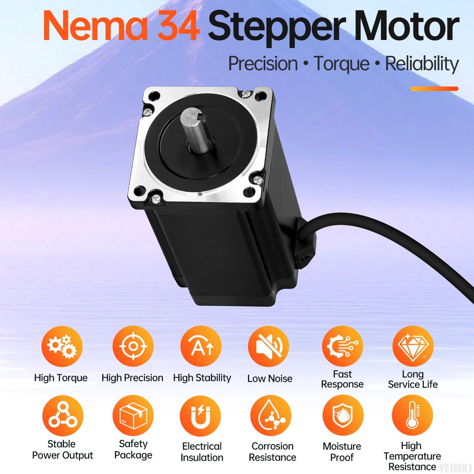 YEJMKJ Nema 34 Stepper Motor 1.8‌°‌ 2 Phase High Torque 12.8Nm(1812.63