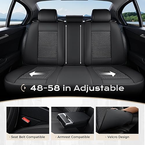 Miniatura 4 de Coverado - Fundas para asiento de automóvil, 5 unidades, juego completo, transpirables, para asientos delanteros y traseros, protectores, ajuste