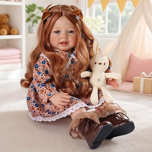 BABESIDE Reborn Baby Dolls Girl – 20-Inch Realistic & Lifelike Real Life Doll with Freckled Face, Brushable Wig Hair, 3/4 Vinyl Limbs, Soft Cloth Body & Floral Dress – Gift for Girls Age 3+