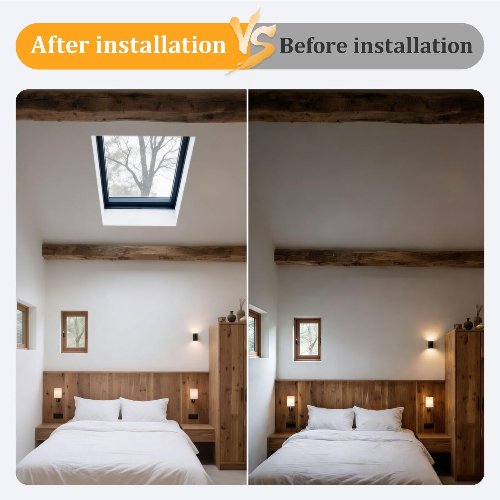 Ventana de Techo Eléctrica con Control Remoto, Tragaluz de Aluminio con Vidrio Templado Doble, Sensor de Lluvia Automático, Claraboya para Azotea, Sótano, Ático(White,LxW 70 x 70 cm)