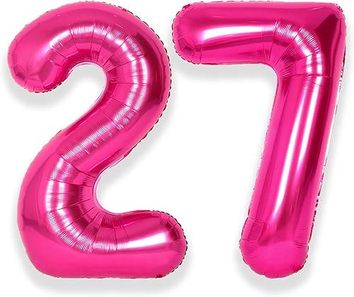 Miniatura 10 de SUWEN Globos grandes de 40 pulgadas, color rosa intenso, globos grandes de número 15 de helio, globos de helio del 0 al 9, decoraciones de fiesta de