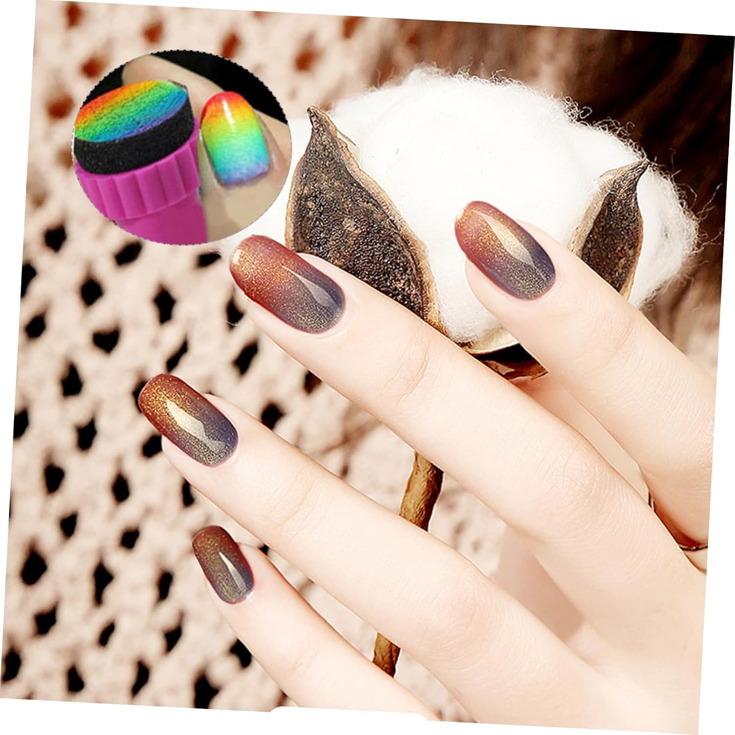 VICASKY 10pcs Gradient Sponge Nail Stamper Set Manicure Tools for Nail Art Easy to Use
