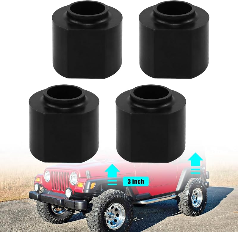 Kit de espaçadores de mola helicoidal RYANSTAR RACING com elevação de 3 polegadas dianteira e traseira para Jeep Wrangler TJ – 4 unidades
