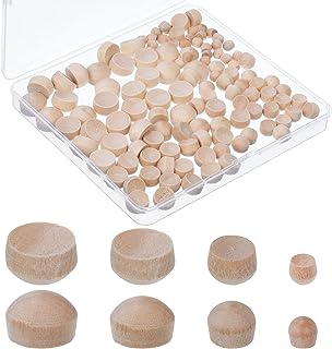 Bucherry 120 Pieces 4 Sizes Wood Plugs Wooden Hole Plugs Button Stoppers Hardwood Hole Stoppers for Gap in Locking Tube Furniture, 3/16 Inch, 5/16 Inch, 3/8 Inch, 1/2 Inch(Lovely Style)