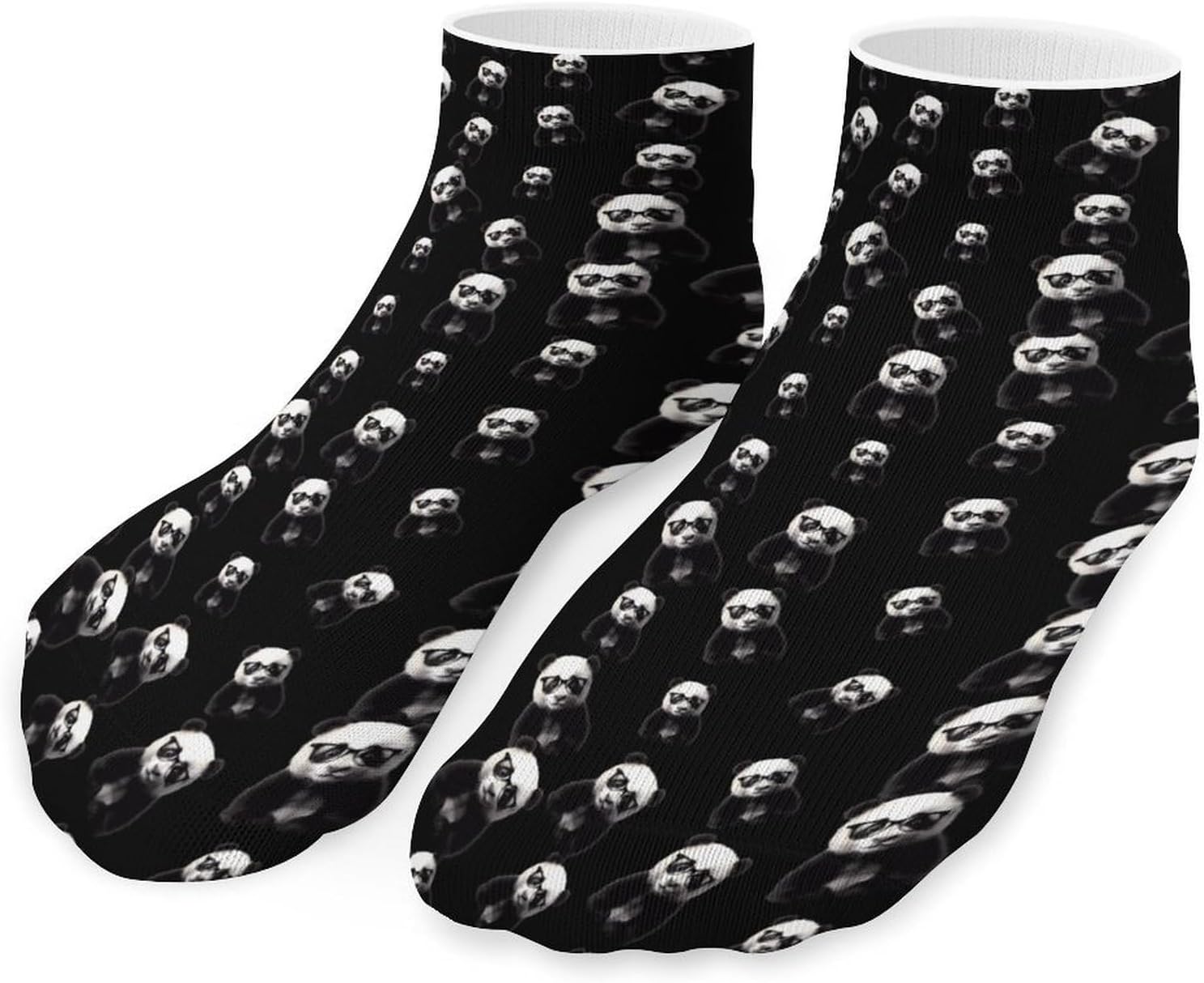 Panda with Eye Glasses 5 Pairs Low Cut Ankle Socks Casual Liner Sock No Show Invisible Socks for Men Women