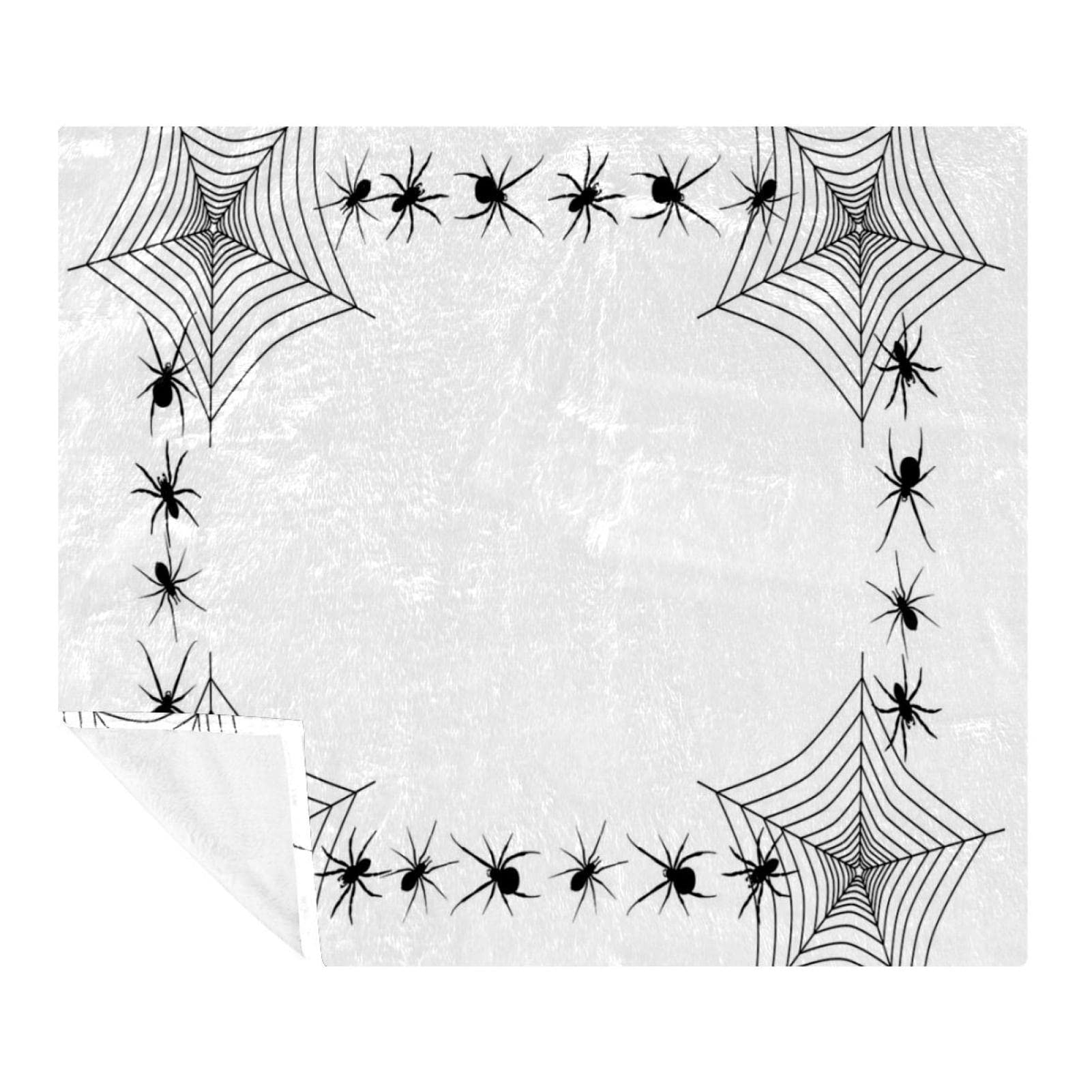 Couverture polaire literie chambre plaid toile d'araignée noire blanche Halloween